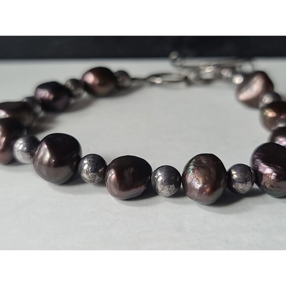 925 Sterling Silver Pearl & Silver Beaded Adjustable Bracelet Vintage - Picture 5 of 10